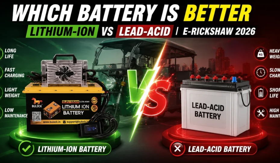 Lithium battery vs lead acid battery comparison for e-rickshaw