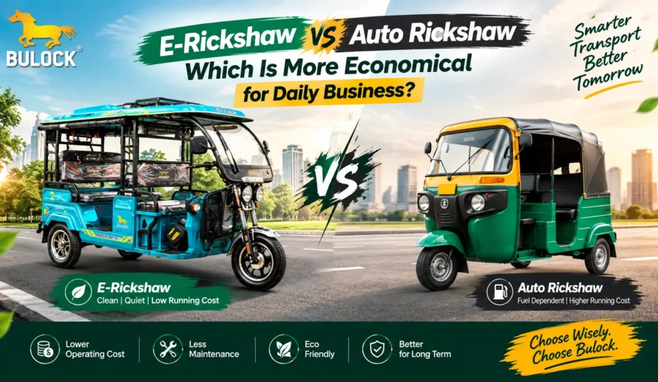 Bulock e-rickshaw compared with a traditional auto rickshaw for daily business
